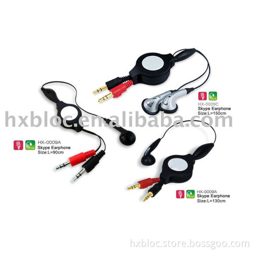 Skype and PC Retractable Mini Stereo Earphone